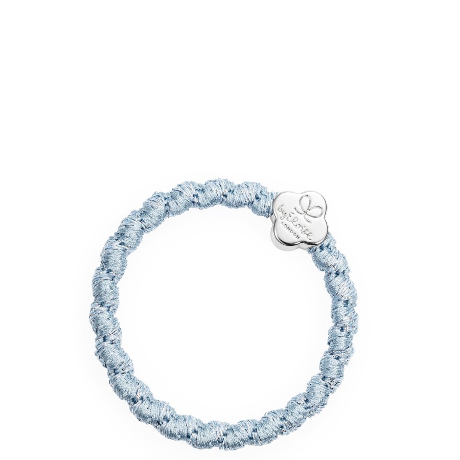 Accessories by Eloise | Woven Silver Quatrefoil-Faded Denim