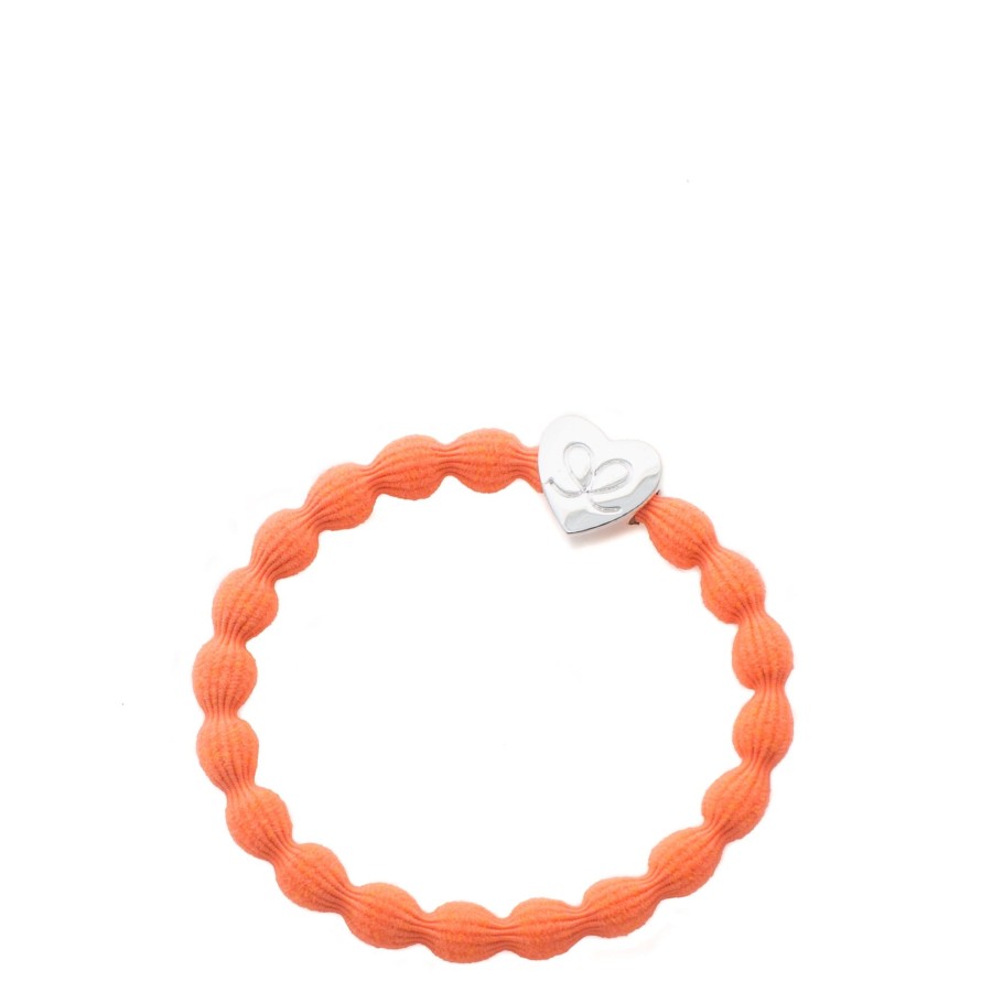 Accessories By Eloise | Silver Heart-Neon Orange