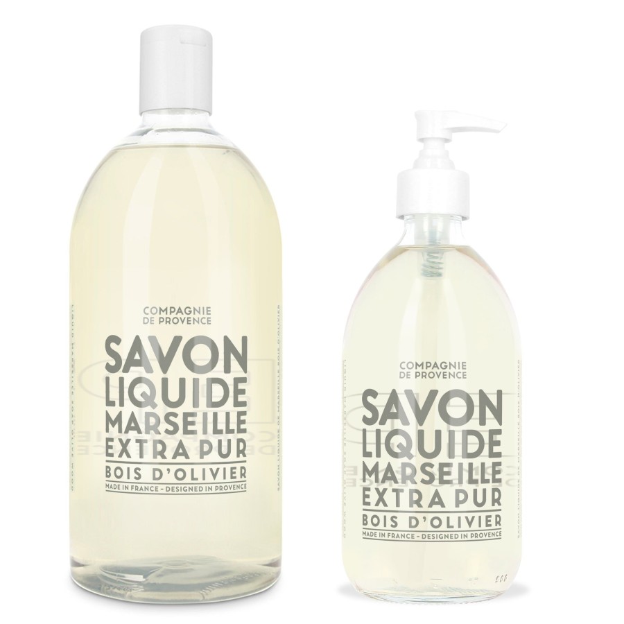 Beauty Compagnie de Provence | Liquid Marseille Soap & Refill Set-Olive Wood