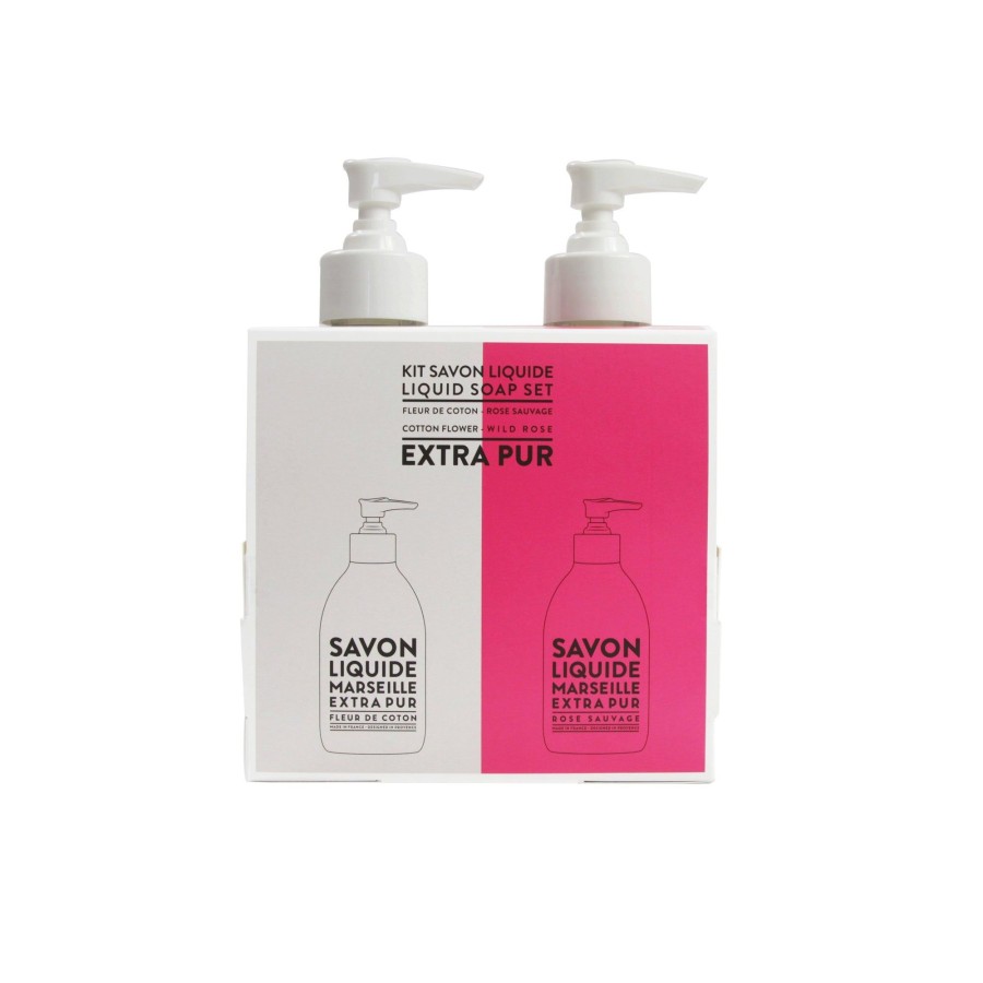 Beauty Compagnie de Provence | Liquid Marseille Soap Cotton Flower & Wild Rose Liquid Marseille Soap Duo