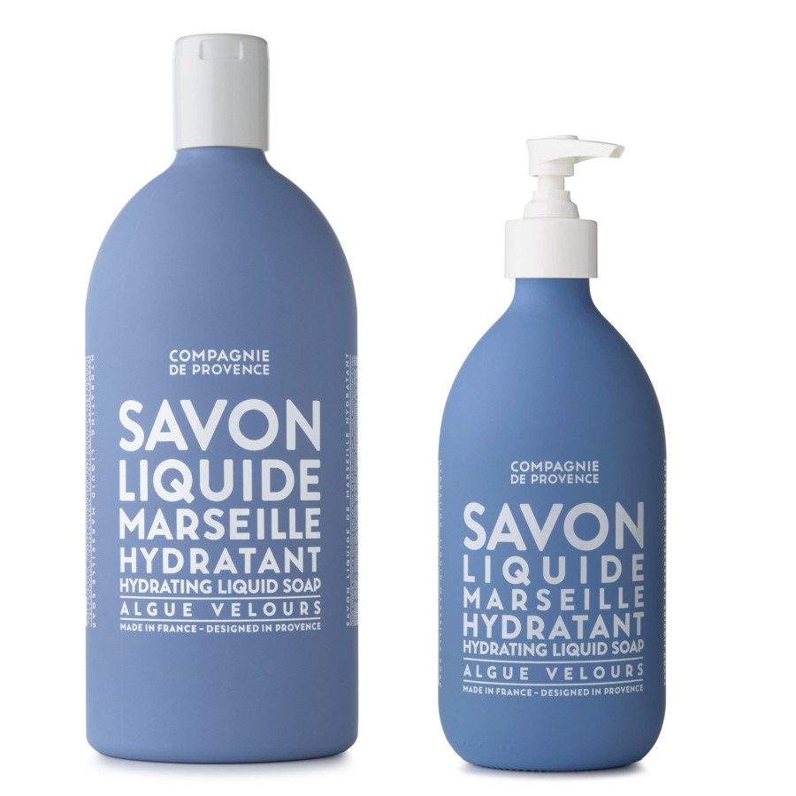 Beauty Compagnie de Provence | Hydrating Liquid Marseille Soap & Refill Set-Velvet Seaweed