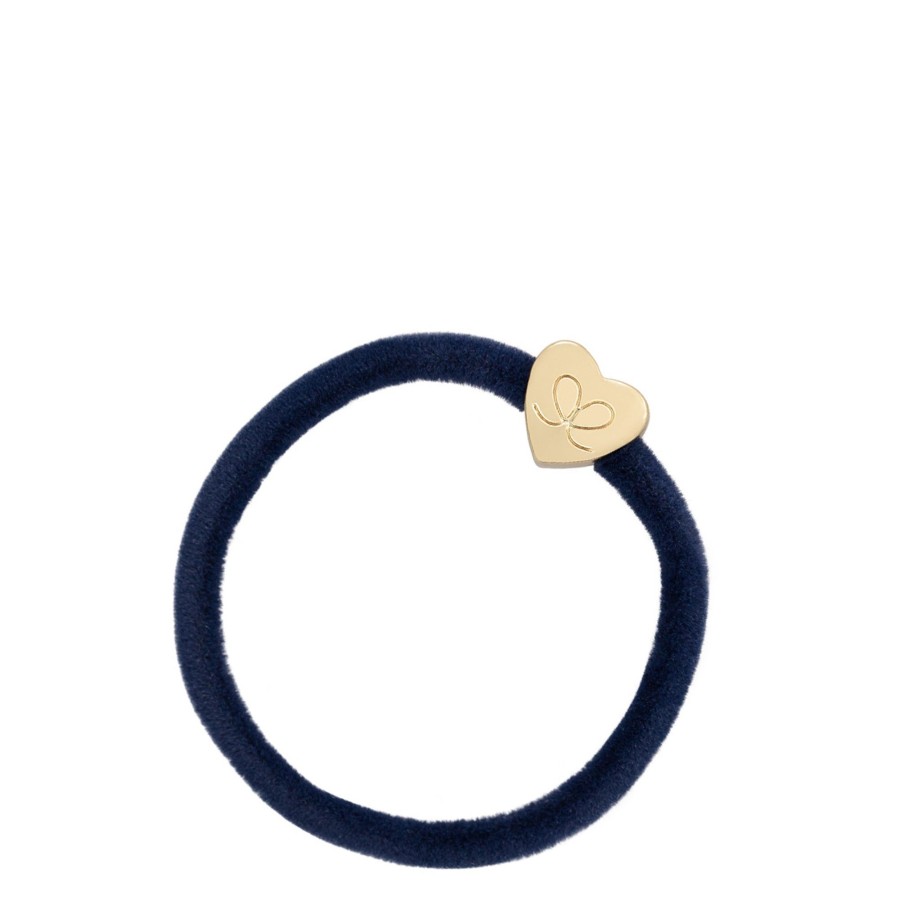 Accessories By Eloise | Velvet Gold Heart-Navy