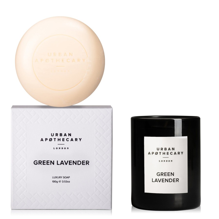 Beauty Urban Apothecary London | Body & Home Calm Soap + Candle Gift Set, Green Lavender