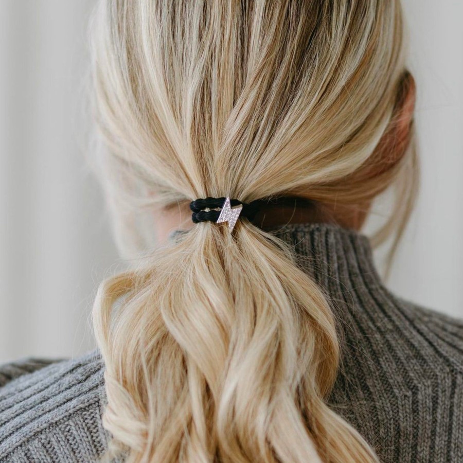 Accessories By Eloise | Silver Diamante Bolt-Black