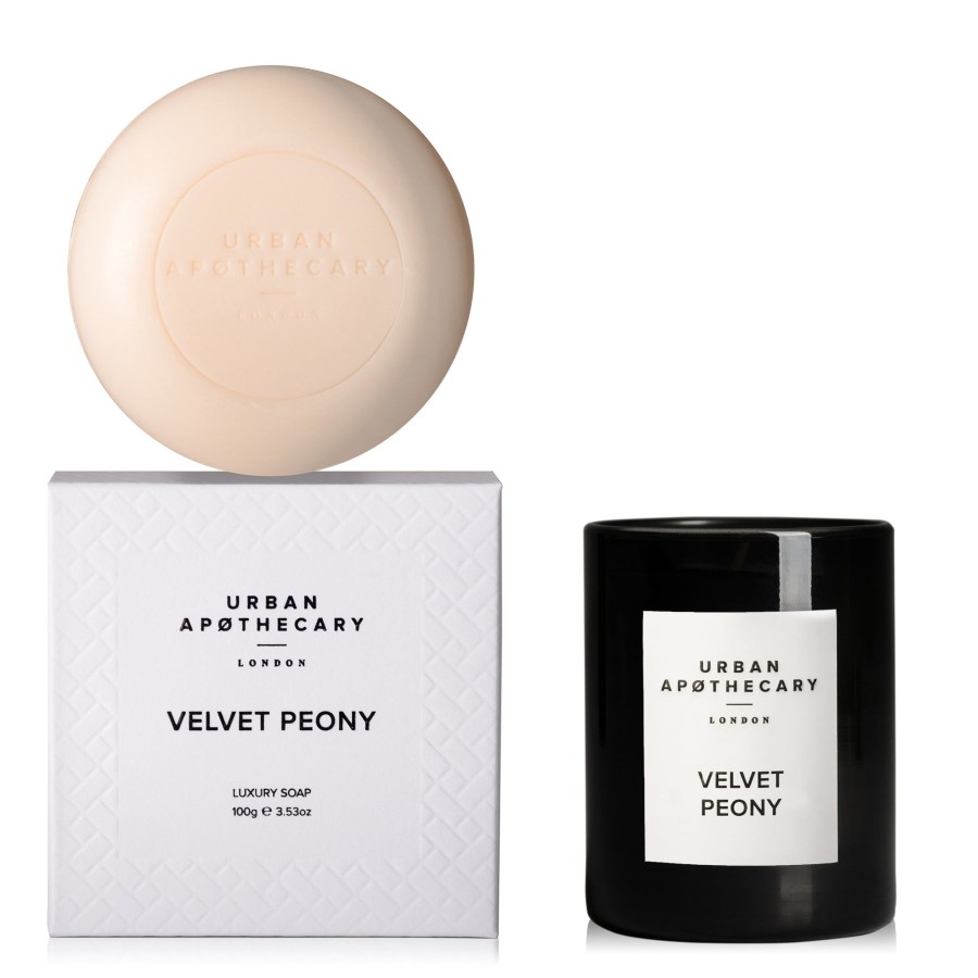 Beauty Urban Apothecary London | Body & Home Romance Soap + Candle Gift Set, Velvet Peony