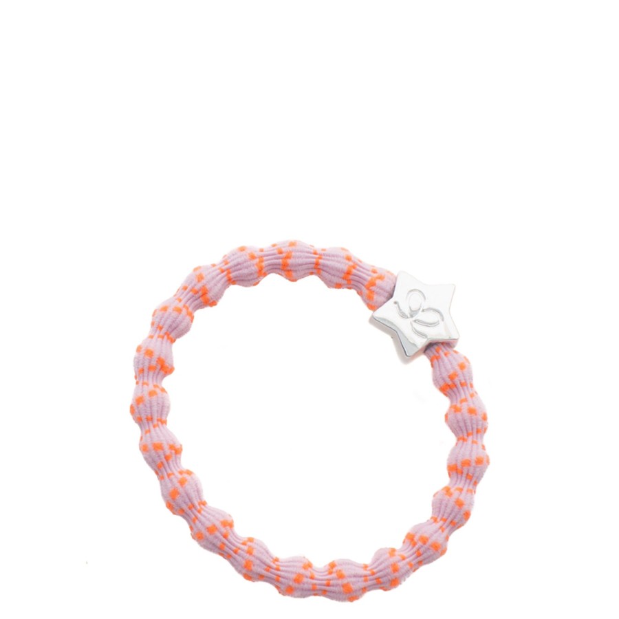 Accessories By Eloise | Silver Star-Neon Orange On Pink