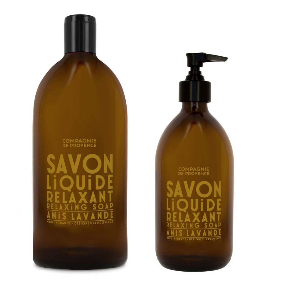 Beauty Compagnie de Provence | Relaxing Liquid Marseille Soap & Refill Set-Anise Lavender