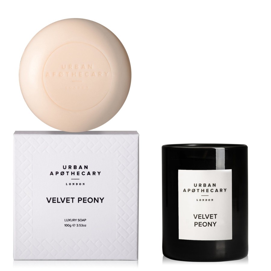 Beauty Urban Apothecary London | Body & Home Romance Soap + Candle Gift Set, Velvet Peony