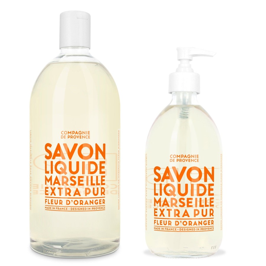 Beauty Compagnie de Provence | Liquid Marseille Soap & Refill Set-Orange Blossom