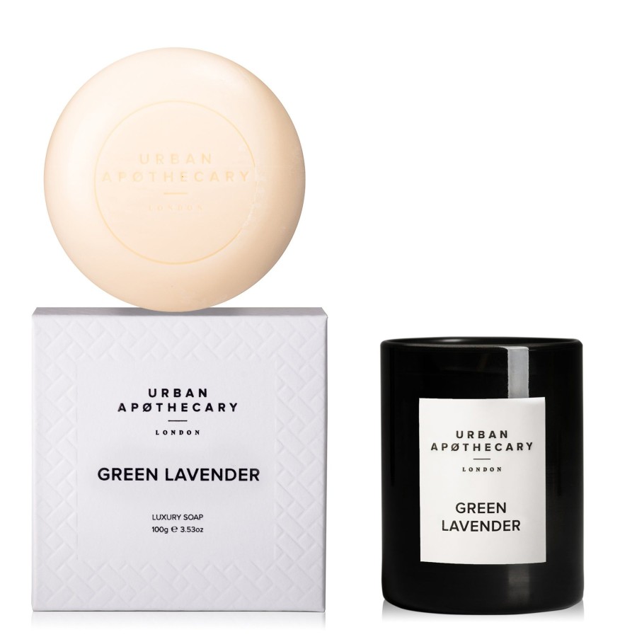 Home Urban Apothecary London | Body & Home Calm Soap + Candle Gift Set, Green Lavender