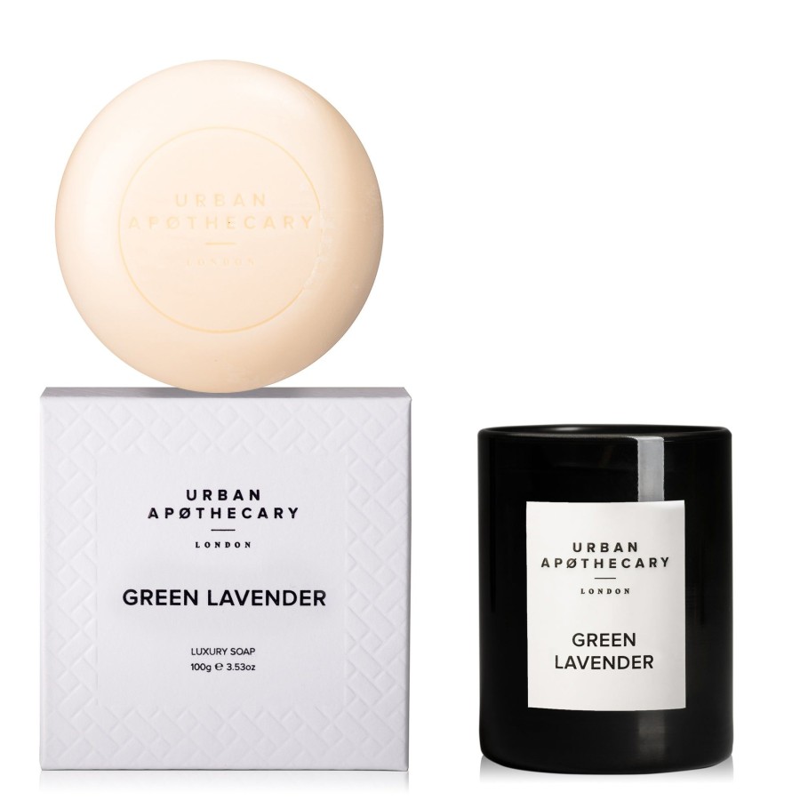 Beauty Urban Apothecary London | Body & Home Calm Soap + Candle Gift Set, Green Lavender